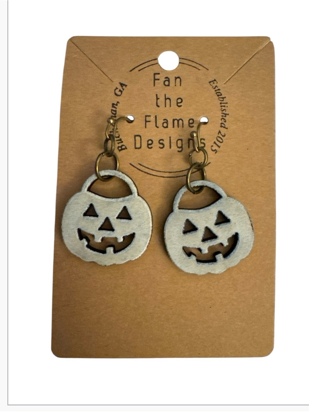 Cream Halloween Jack-O'-Lantern Earrings